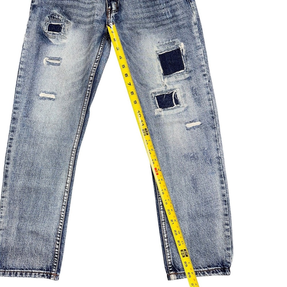 POL Distressed Patchwork Jeans Medium Wash Straight Leg Cotton CWP48 Size L (30) - Picture 8 of 14